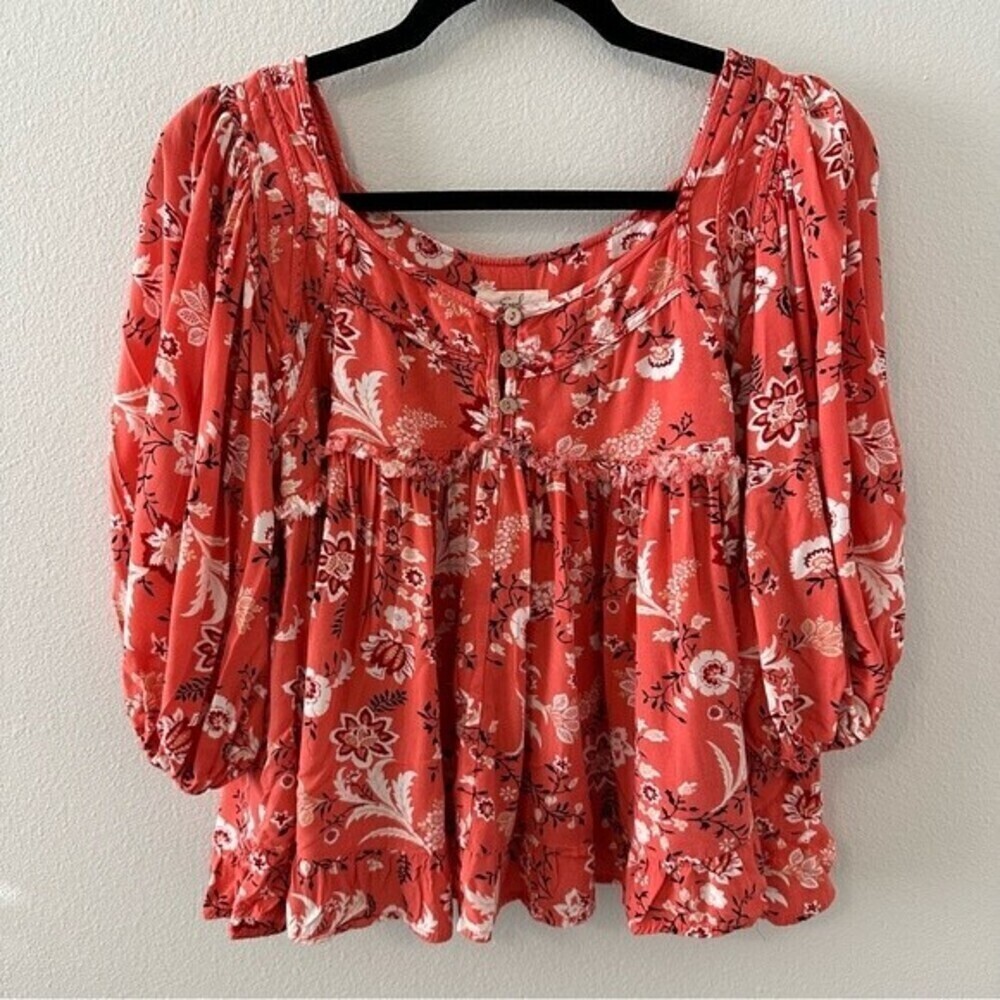 easel los angeles boho floral printed blouse